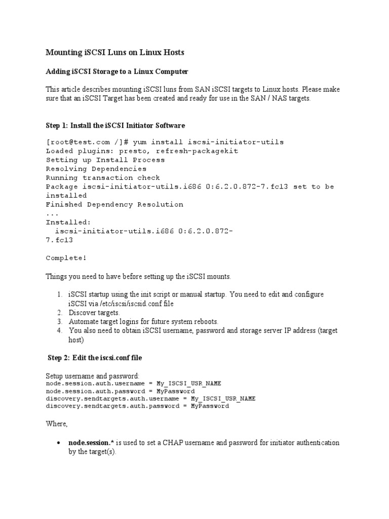 Mounting iSCSI LUNs on Linux | PDF | Booting | Computer Data Storage