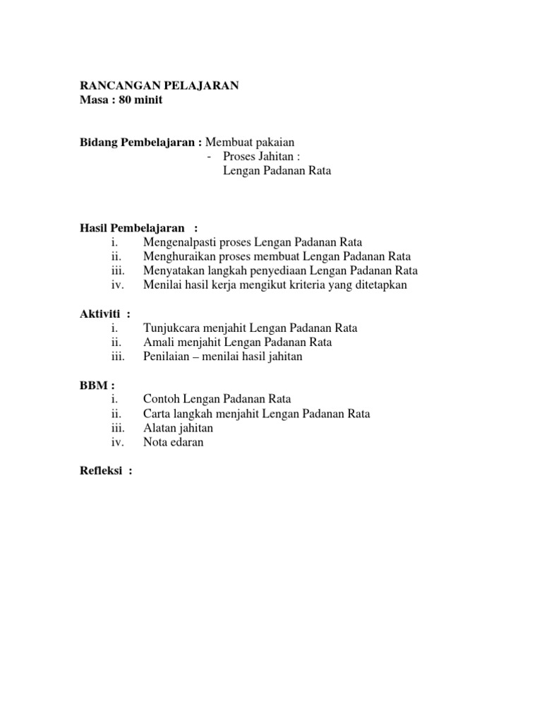 Rph Lengan Padanan Rata Pdf