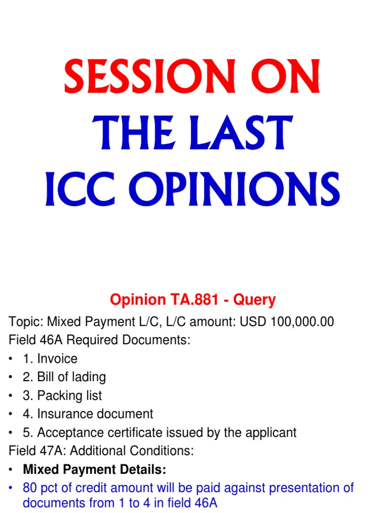 Session On: The Last Icc Opinions | PDF | Signature | Payments