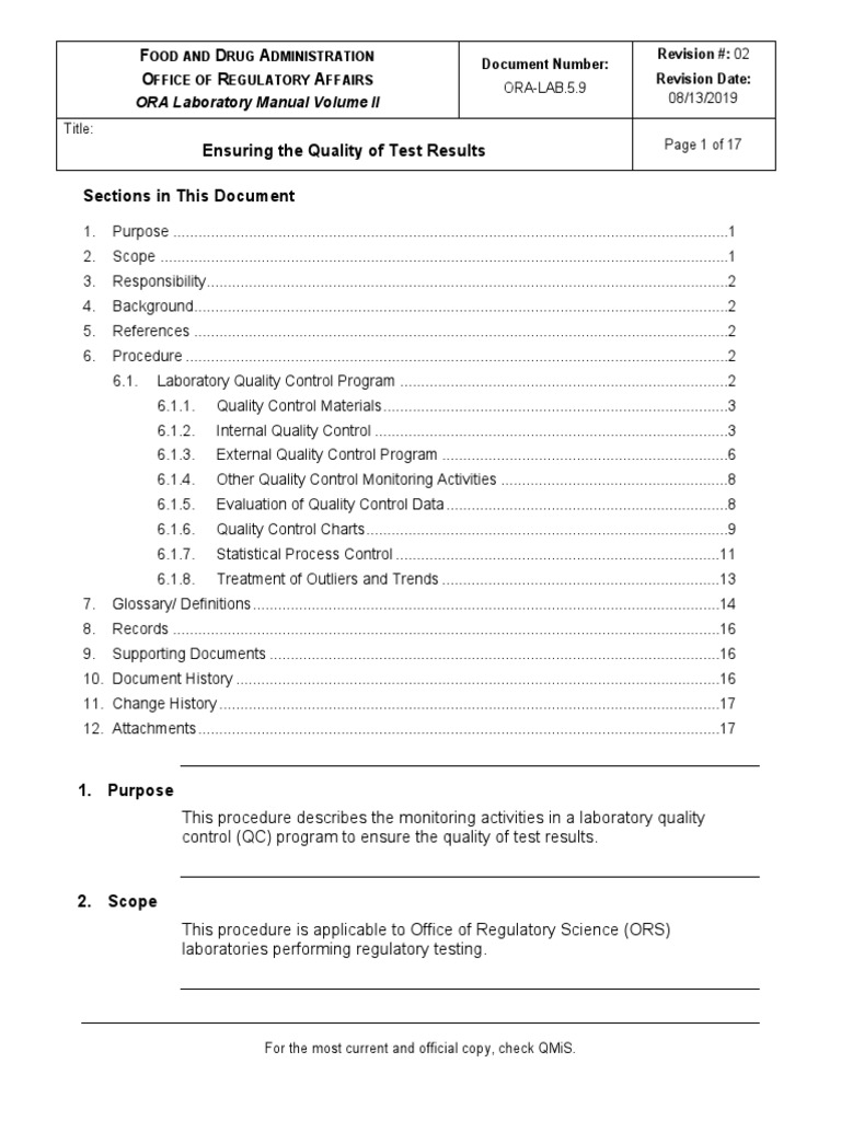 ORALAB.5.9 Ensuring The Quality of Test Results (v02) PDF Coefficient Of Variation