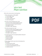 Multiple-Choice Test Chapter 6: Plant Nutrition: 1 A B C D 2 A B C D 3 A B C D 4 A B C D 5 A B C D