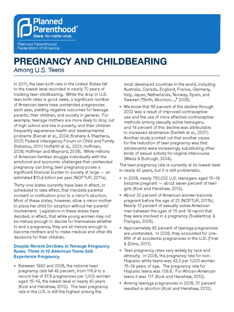 Pregnancy and Childbearing Among US Teens | PDF | Teenage Pregnancy ...