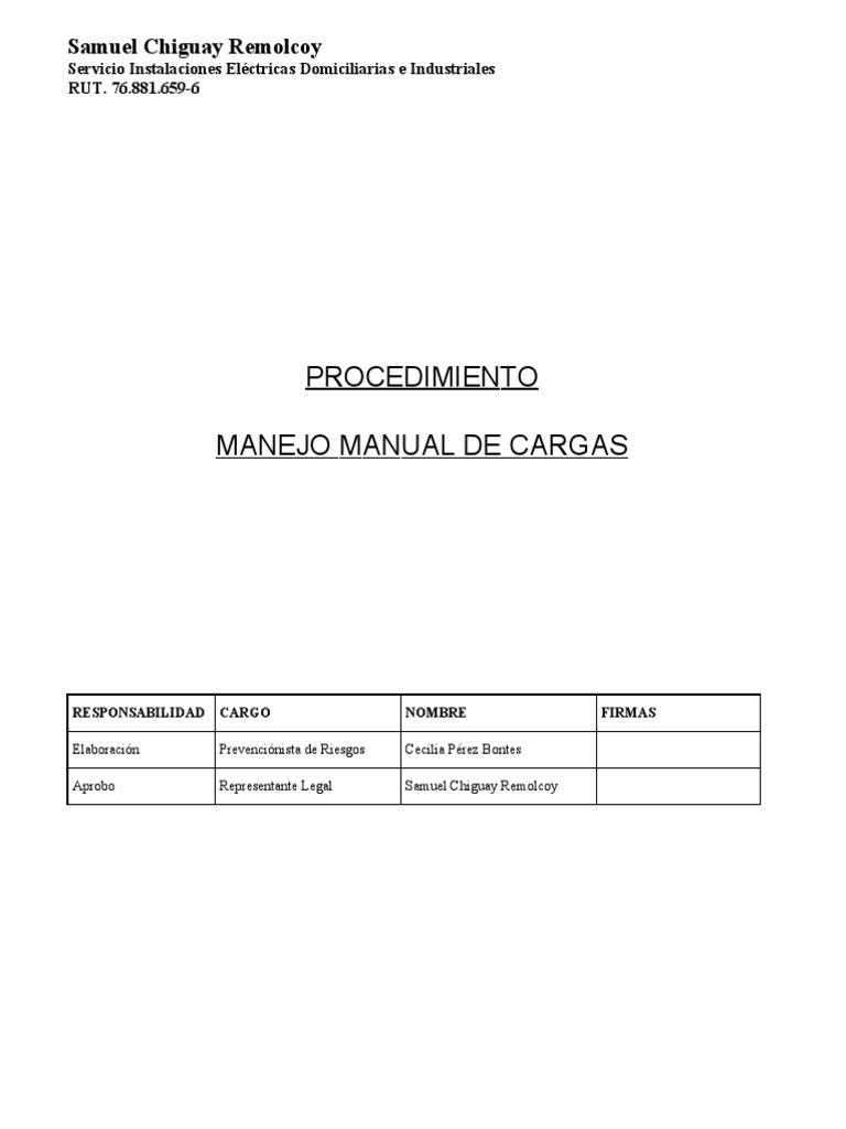 Procedimiento Manejo Manual de Materiales | PDF | Calidad (comercial ...