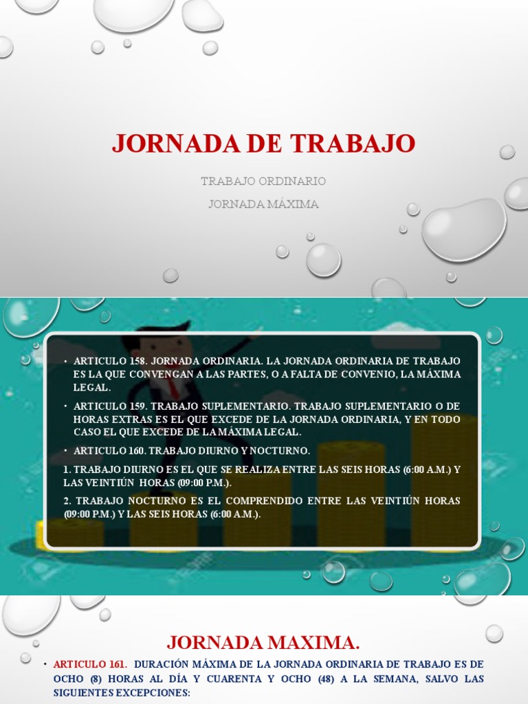 Diapositiva Jornada Ordinaria de Trabajo PDF Tiempo de trabajo