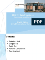 CSI 217: Data Structures: Sorting Algorithms