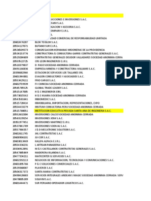 Listado de RUC y Razón Social de empresas peruanas, PDF, Empresas