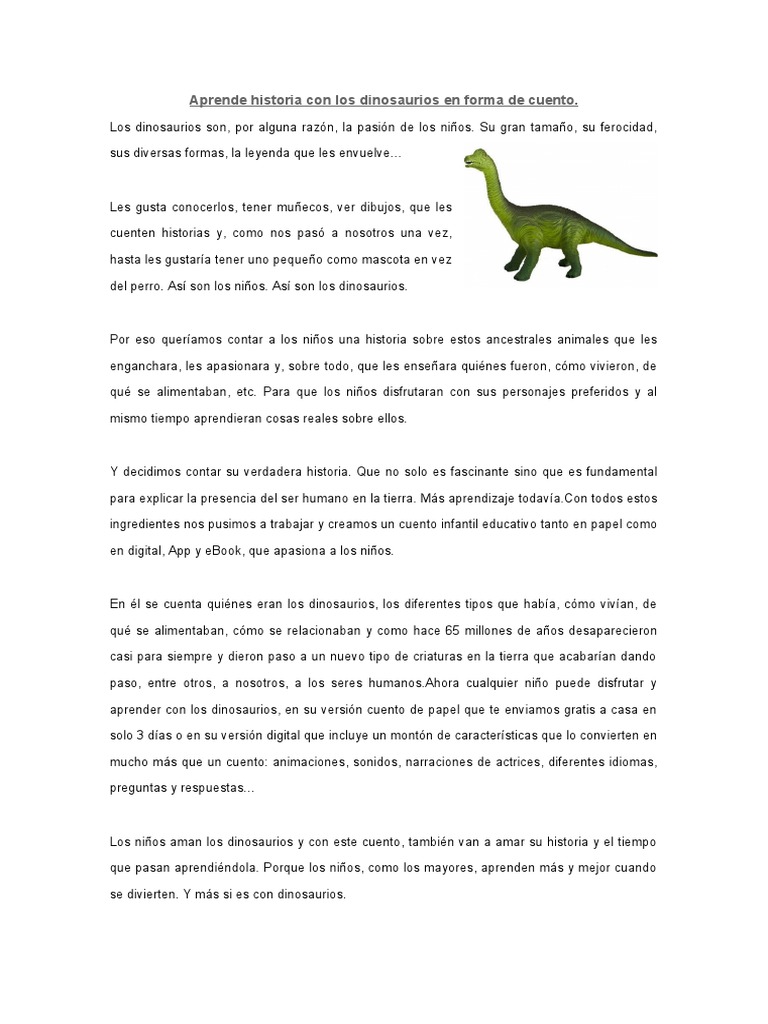 Aprende Historia Con Los Dinosaurios en Forma de Cuento | PDF