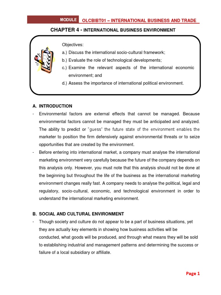 INTERNATIONAL BUSINESS ENVIRONMENT NOTES FOR BBA PDF visual data 3
