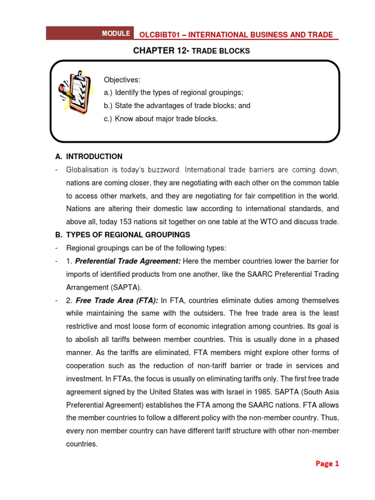 Chapter 12 - TRADE BLOCKS | PDF | International Business | Trade