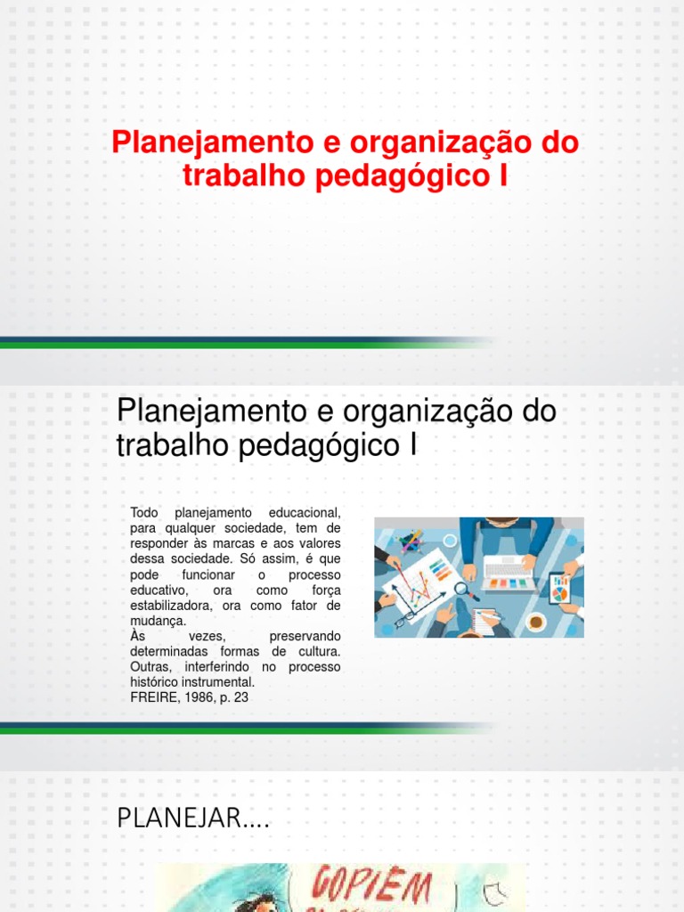 Planejamento e Organizacao Do Trabalho Pedagogico I Videoaula 19 | PDF ...