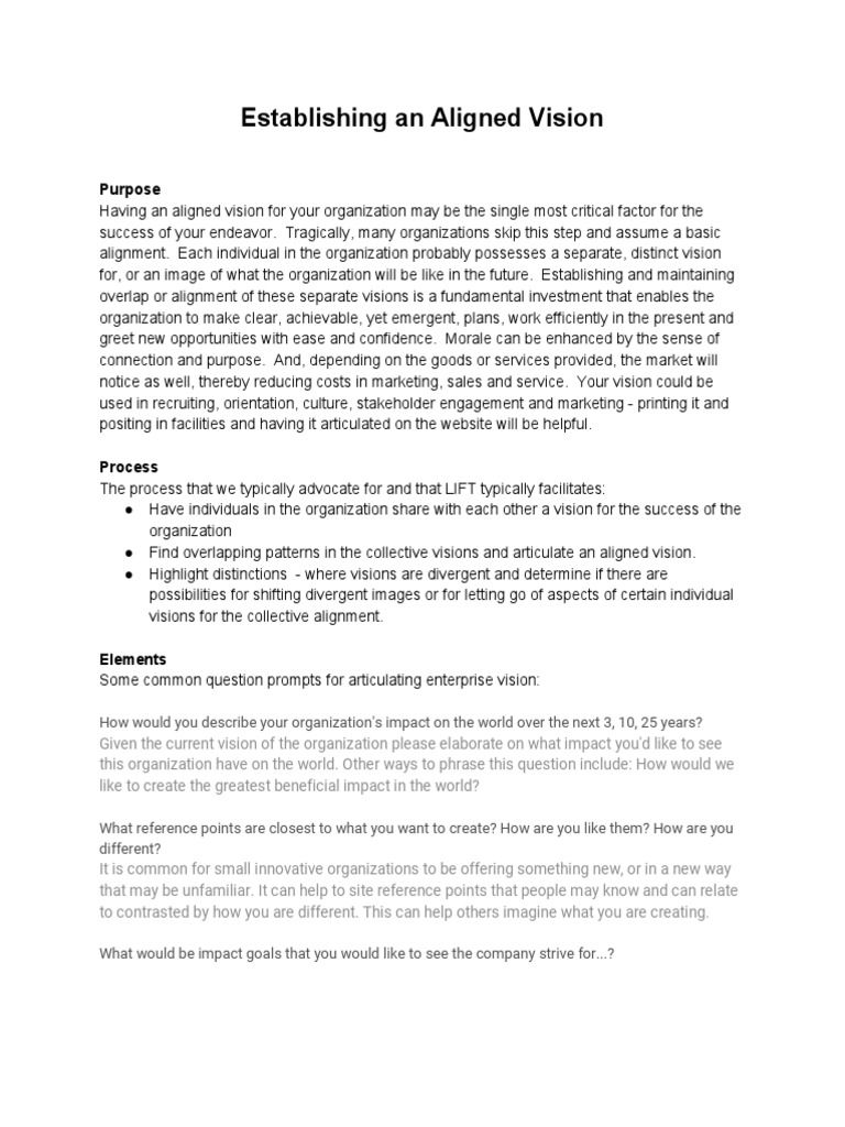 Aligning Organizational Vision for Success | PDF | Goal | Creative ...