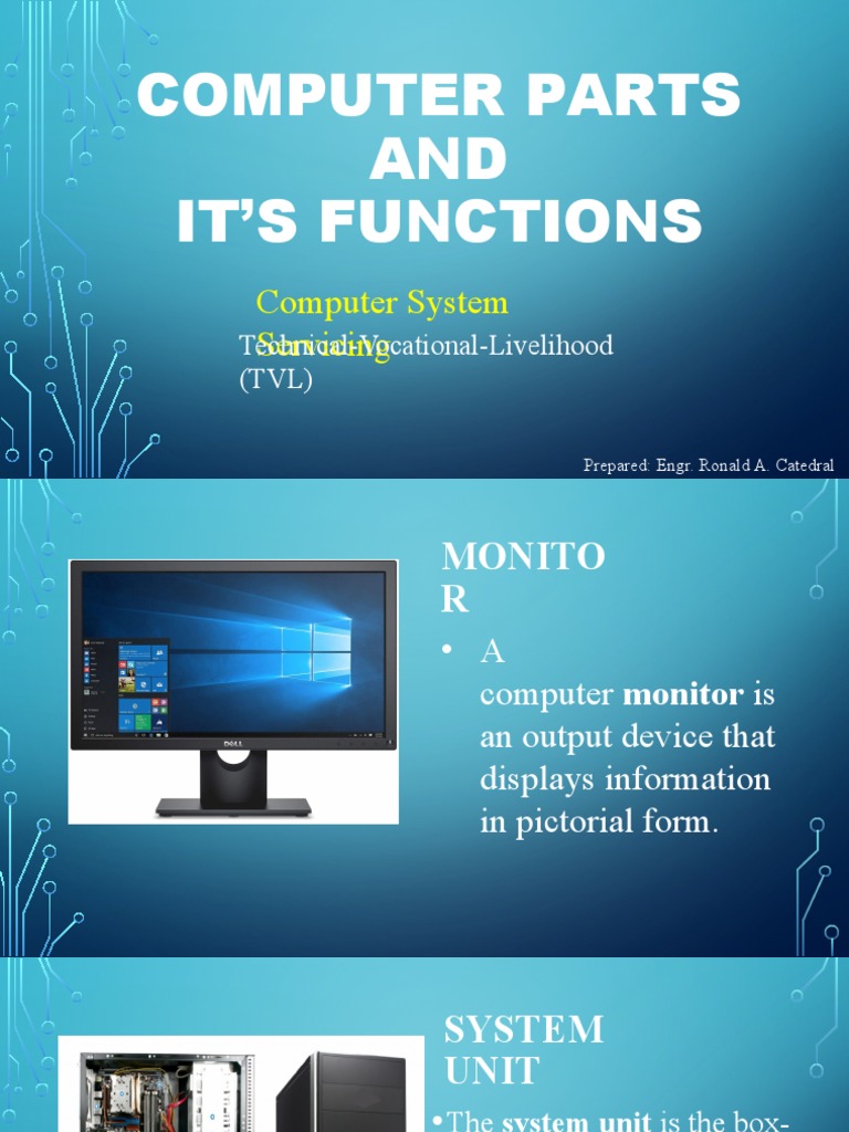Computer Parts and Its Functions PDF Input/Output Computer Hardware