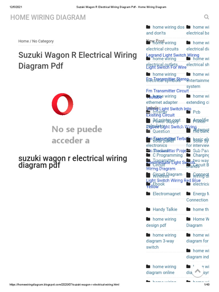 Suzuki Wagon R Electrical Wiring Diagram PDF - Home Wiring Diagram