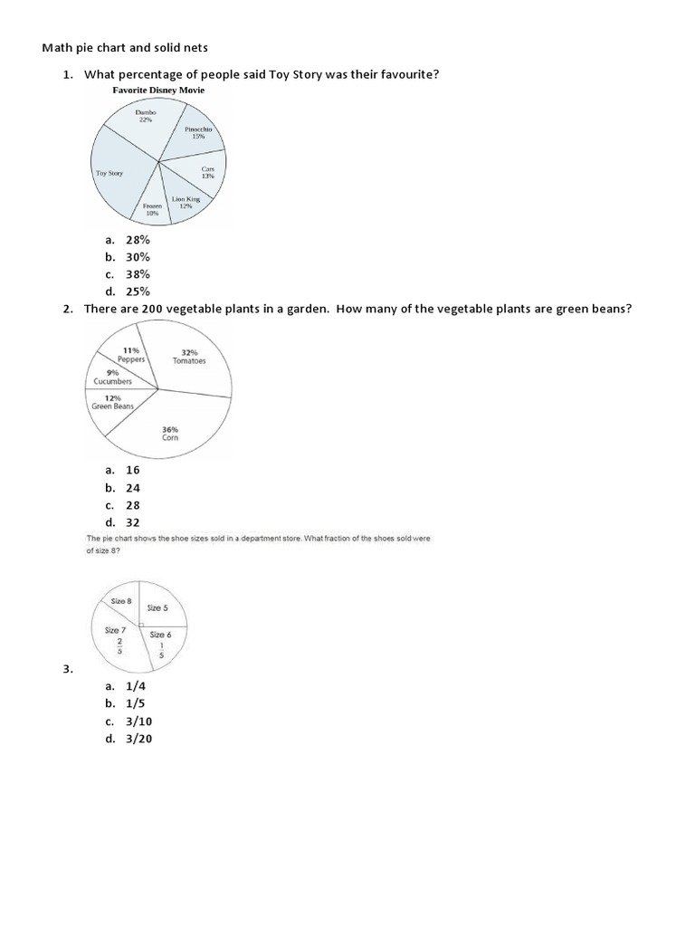 Math Pie Chart and Solid Nets | PDF | Tetrahedron | Triangle