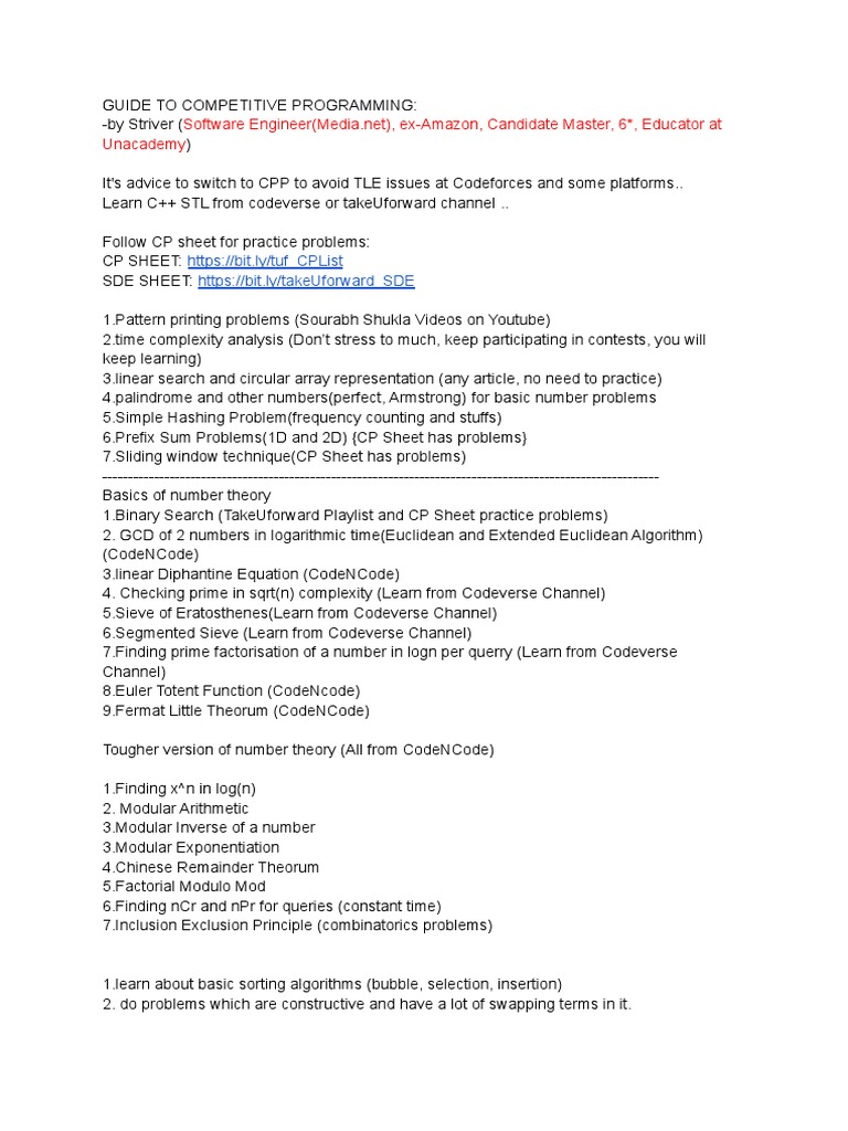 Guide To Competitive Programming Pdf