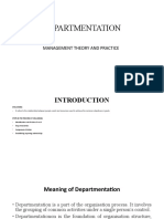 Departmentation: Management Theory and Practice