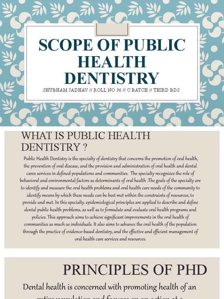 Scope of Public Health Dentistry PDF Dentistry Public Health