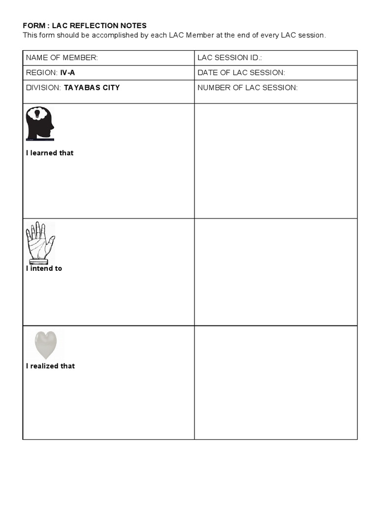 LAC Reflection Notes Template | PDF