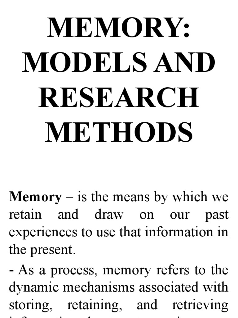 Memory Models and Measurement Methods | PDF | Memory | Recall (Memory)