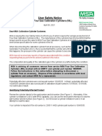 User Safety Notice: MSA Four Gas Calibration Cylinders (58L)