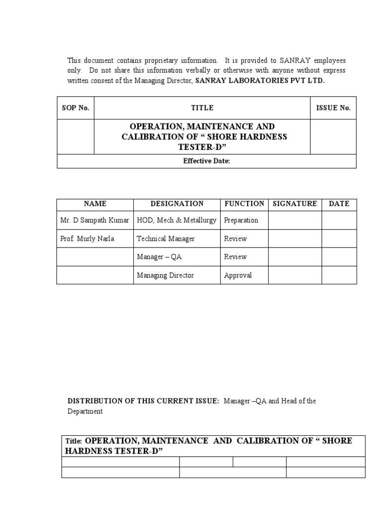 SOP Shore Hardness D PDF Hardness Calibration