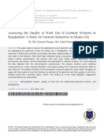 Assessing The Quality of Work Life of Garment Workers in Bangladesh: A Study On Garment Industries in Dhaka City