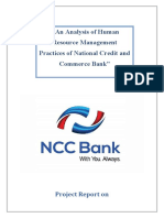 Project Report On An Analysis of HRM Practices of NCC Bank LImited