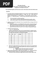 Rift Valley University Bole Campus, Post Graduate Program - MBA Assignment For Managerial Economics To Be Submitted Together With Final Exam Answer Sheets (Home Take-Time Limited Exam) Questions