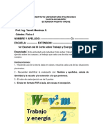 Examen Sobre Trabajo y Energia Seccion C