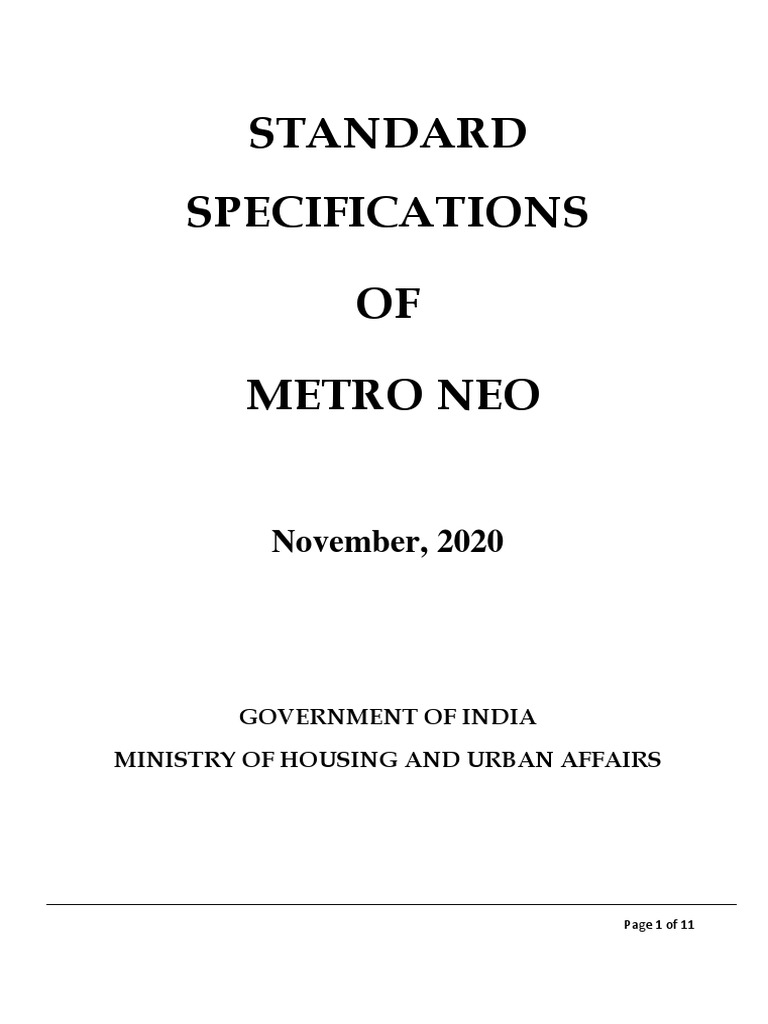 Metro Neo Standard Specifications | PDF | Rapid Transit | Traffic