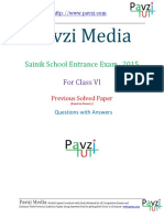 Sainik School Entrance Examination 2015 For Class Vi