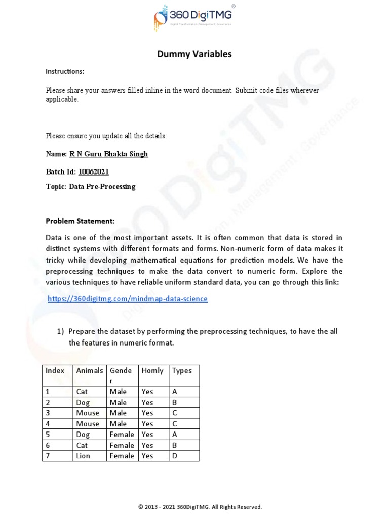 Dummy Variables Problem Statement | PDF