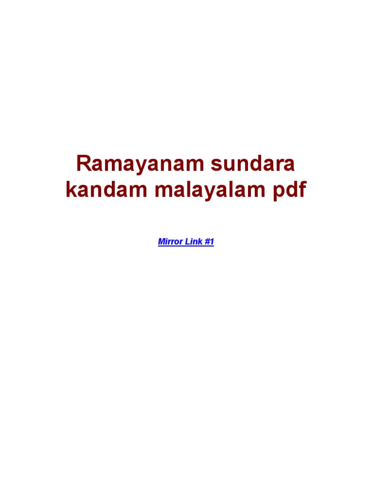 Ramayanam Sundara Kandam Malayalam PDF | PDF | Microsoft Windows ...