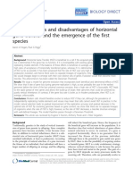 The Advantages and Disadvantages of Horizontal Gene Transfer and The Emergence of The First Species