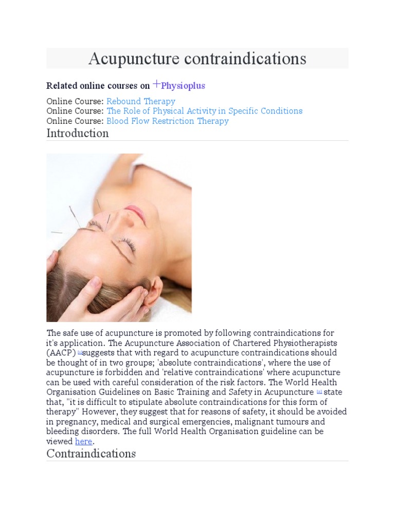 Acupuncture Contraindications Related Online Courses On PDF