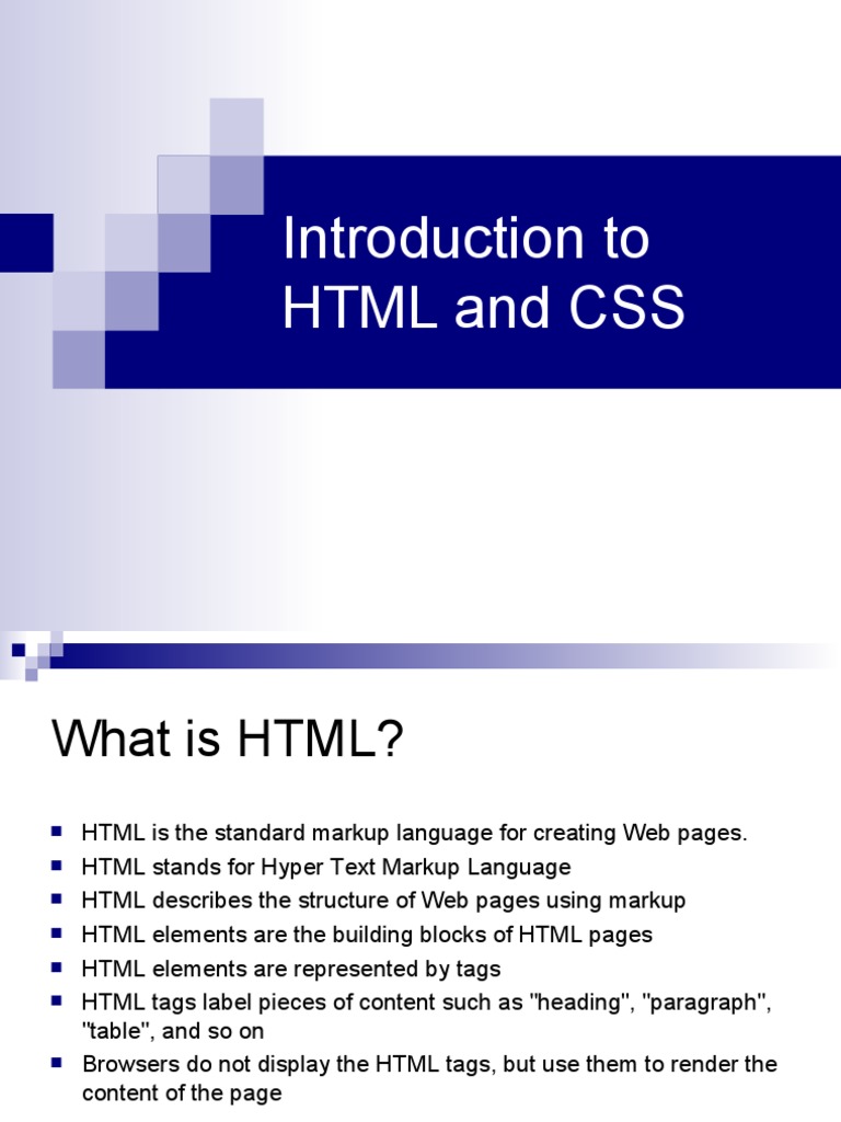 Introduction To HTML and Css | PDF | Html Element | Html