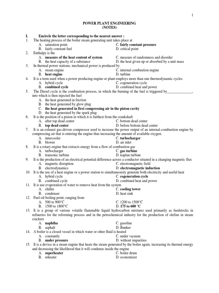 Power Plant Engineering Study Guide | PDF | Turbine | Boiler