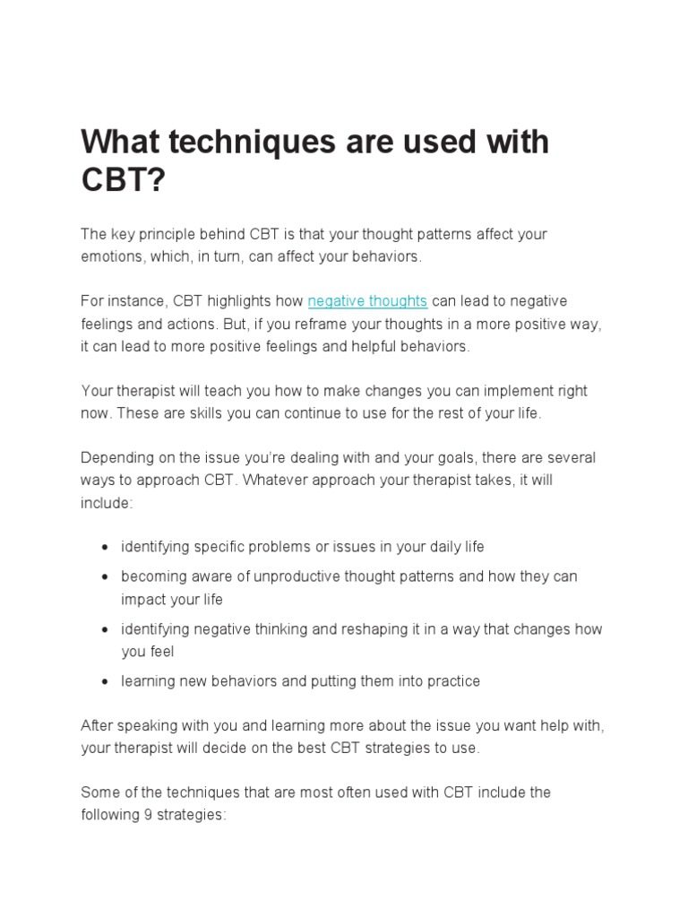 What Techniques Are Used With CBT PDF