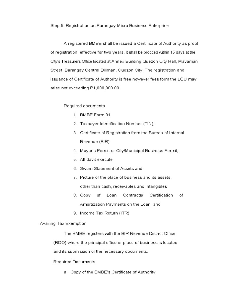BMBE Registration and Requirements Guide | PDF
