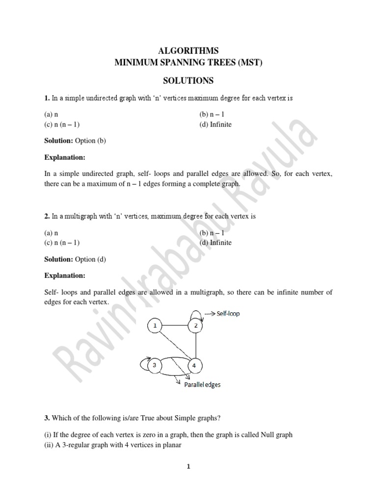 MST Problems and Solutions Guide | PDF | Vertex (Graph Theory) | Algorithms