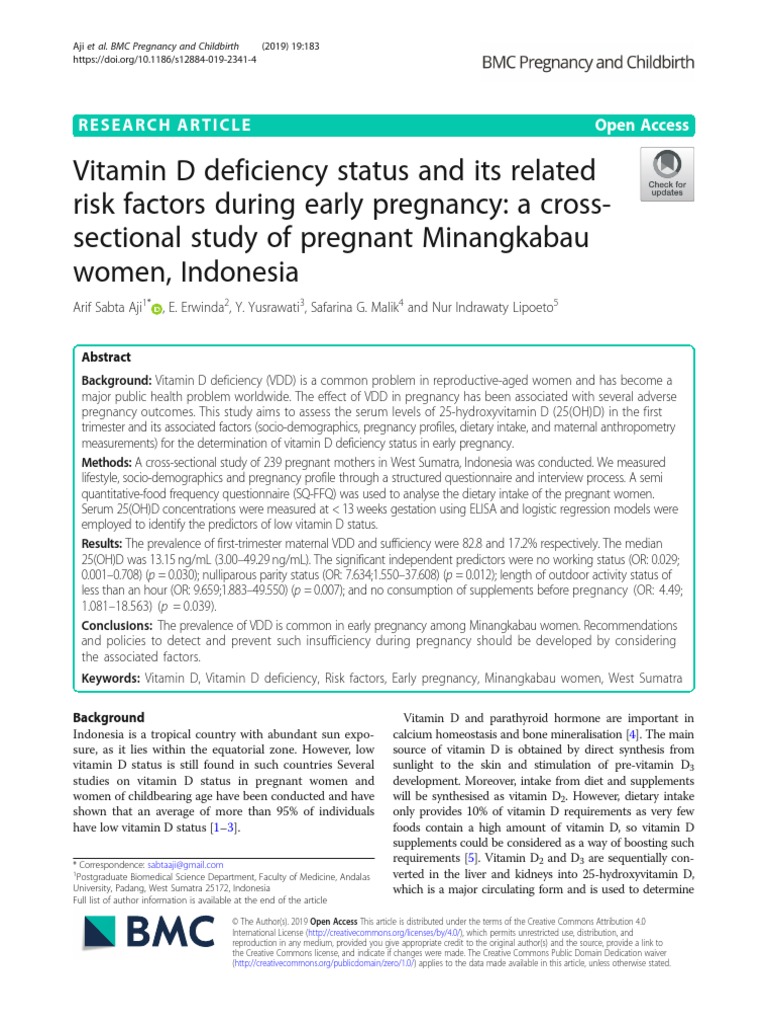 Vitamin D Deficiency Status and Its Related Risk Factors During Early