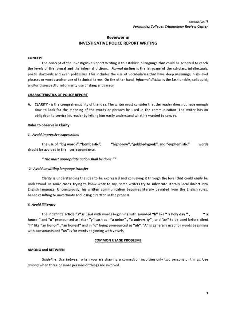 Investigative Police Report Writing Guide | PDF | Jargon | Citation