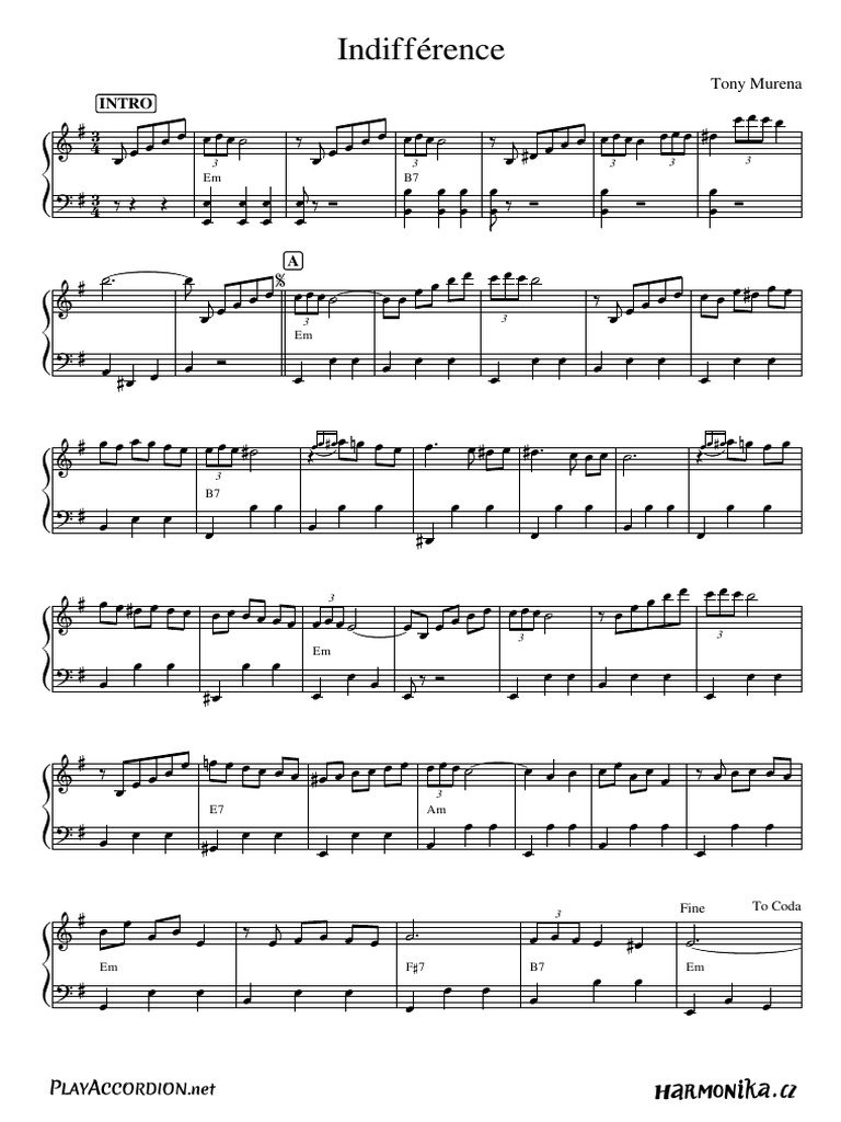 Tony Murena - Indifférence Sheet Music | PDF