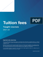 Tuition Fees For Taught Courses 2021 2022