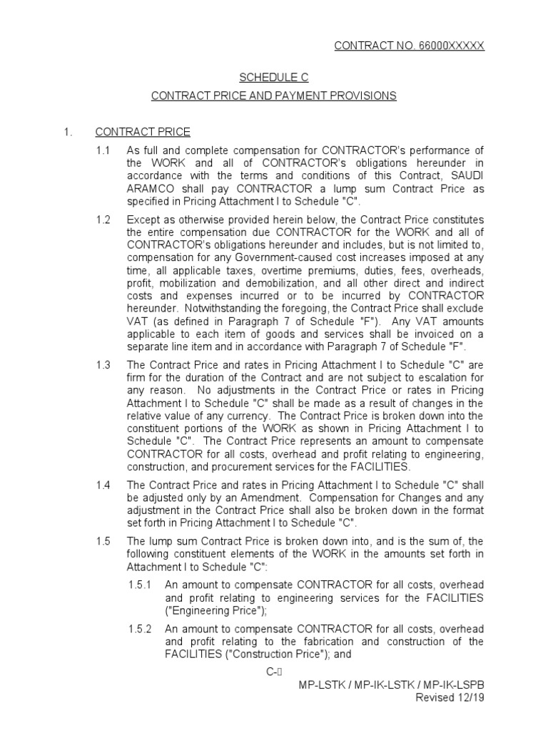 Aramco Contract Price and Payment Terms | PDF | Guarantee | Overtime