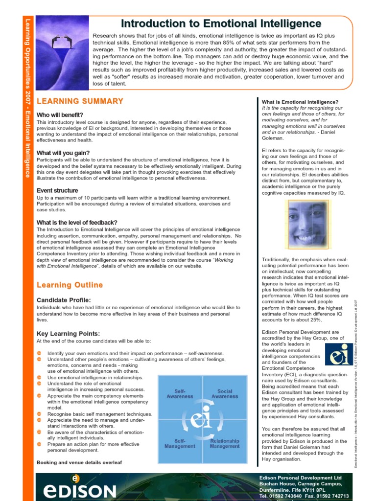 EI Introductory | PDF | Emotional Intelligence | Intelligence Quotient