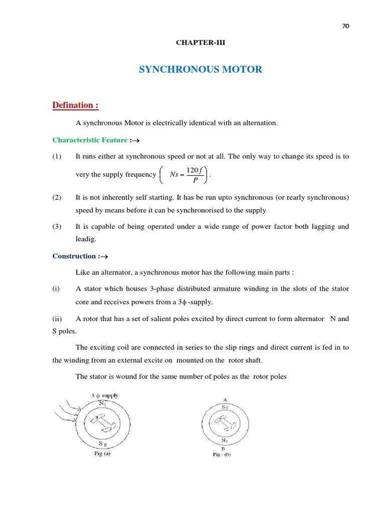 Synchronous Motor: Defination | PDF | Science & Mathematics