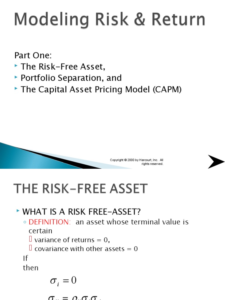 Part One: The Risk-Free Asset, Portfolio Separation, and The Capital ...