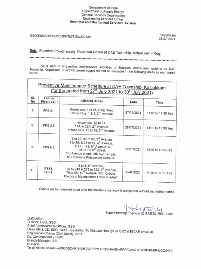 Electrical Power Supply Shutdown Notice KTS 2021 01 PDF