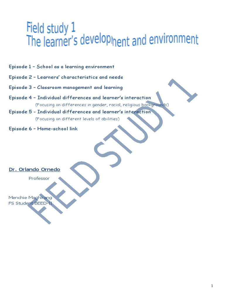 Field Study 1: School Environment Insights | PDF | Classroom ...